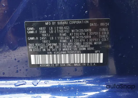 2024 Subaru Crosstrek Limited z USA, uszkodzony, nr VIN 4S4GUHM67R3817165